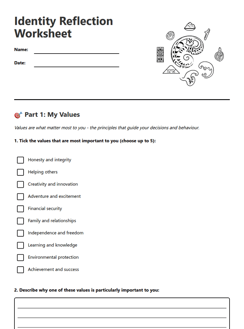 Identity Reflection Worksheet