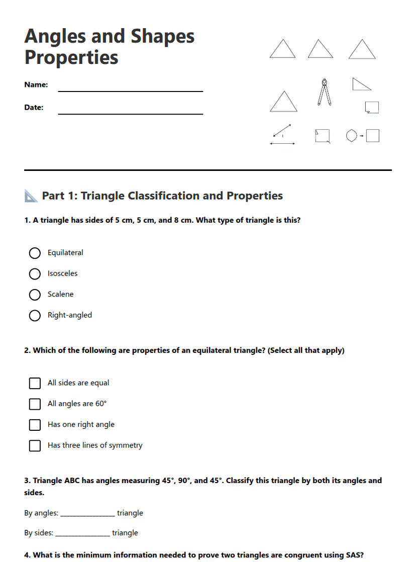 Angles and Shapes Properties