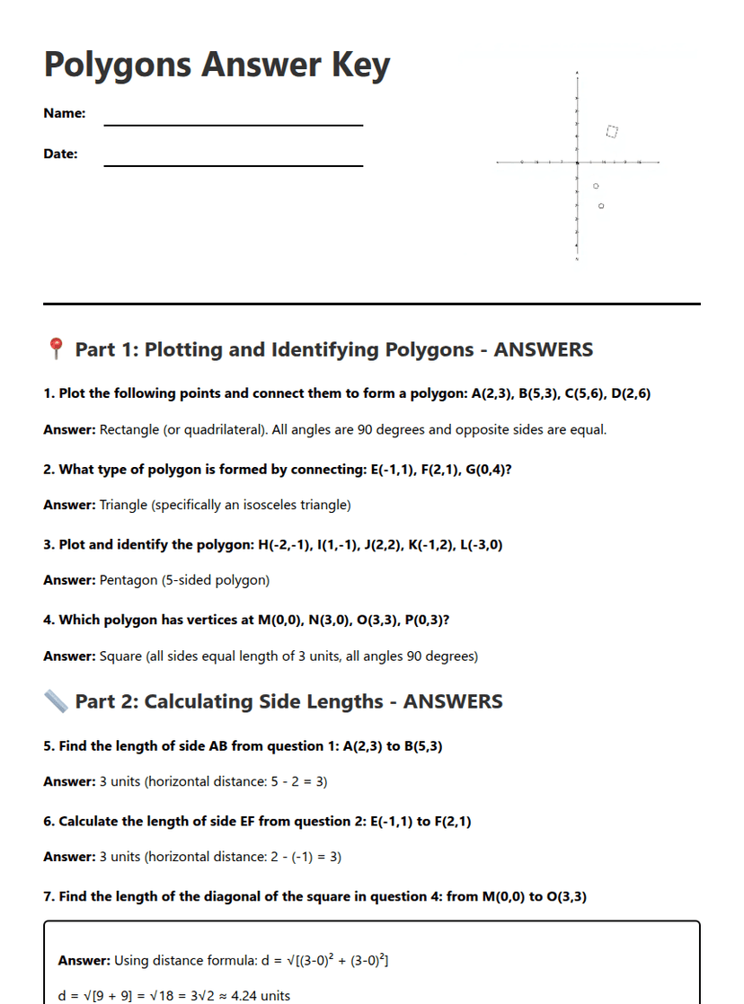 Polygons Answer Key