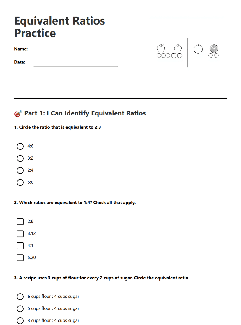 Equivalent Ratios Practice