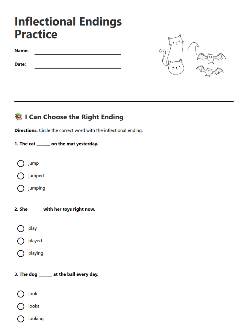 Inflectional Endings Practice