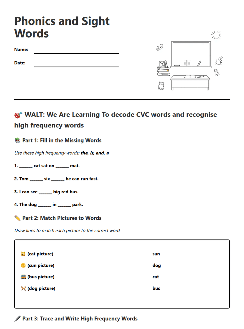Phonics and Sight Words