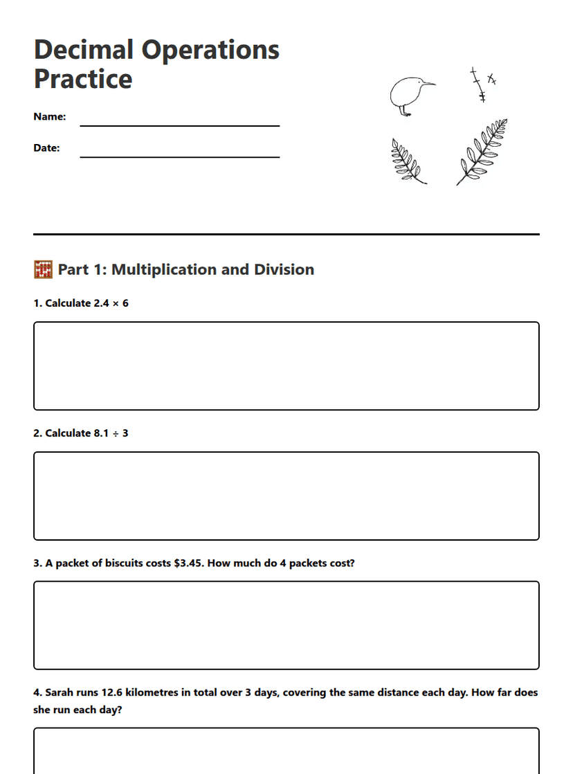 Decimal Operations Practice