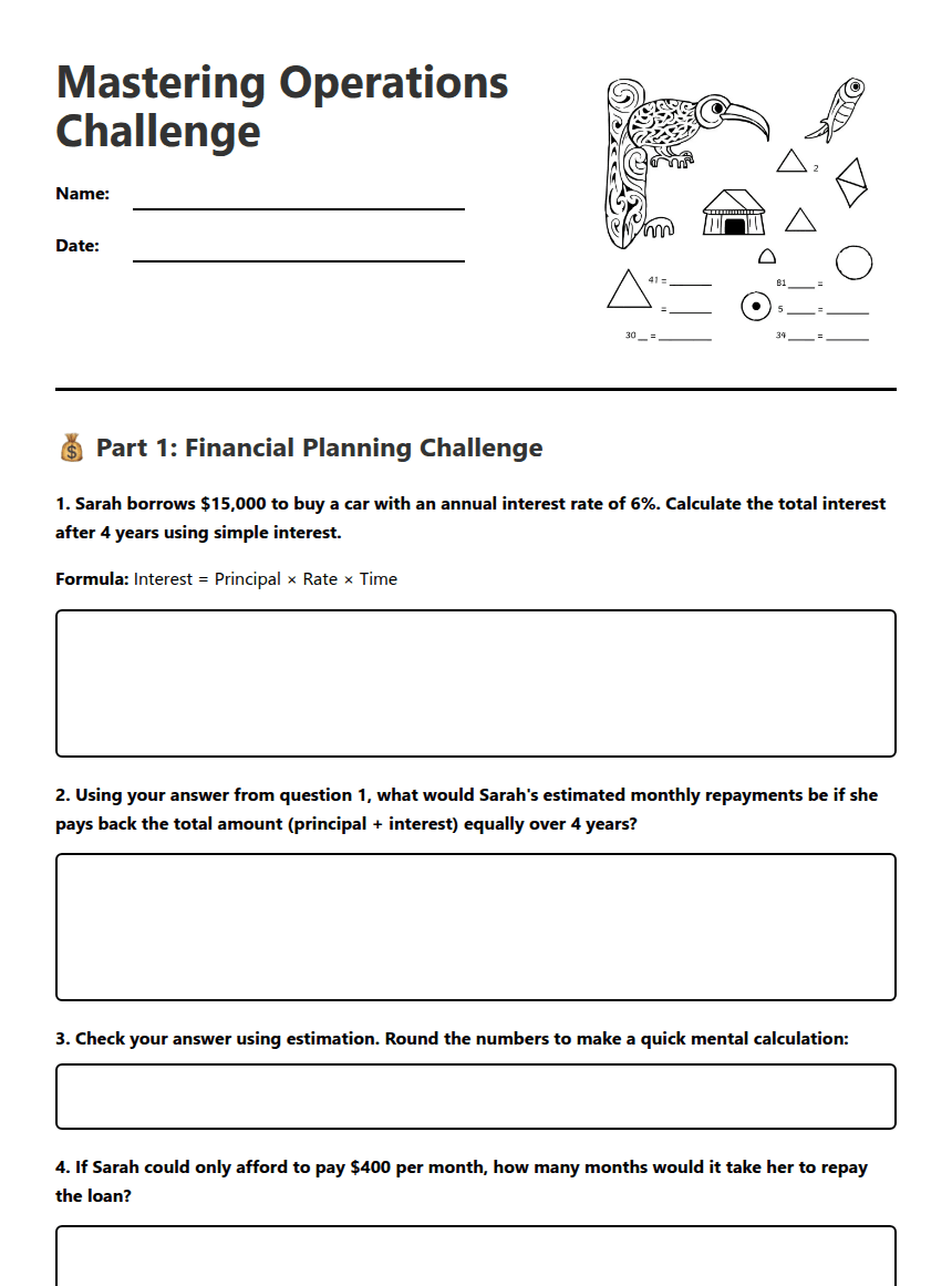 Mastering Operations Challenge worksheet preview