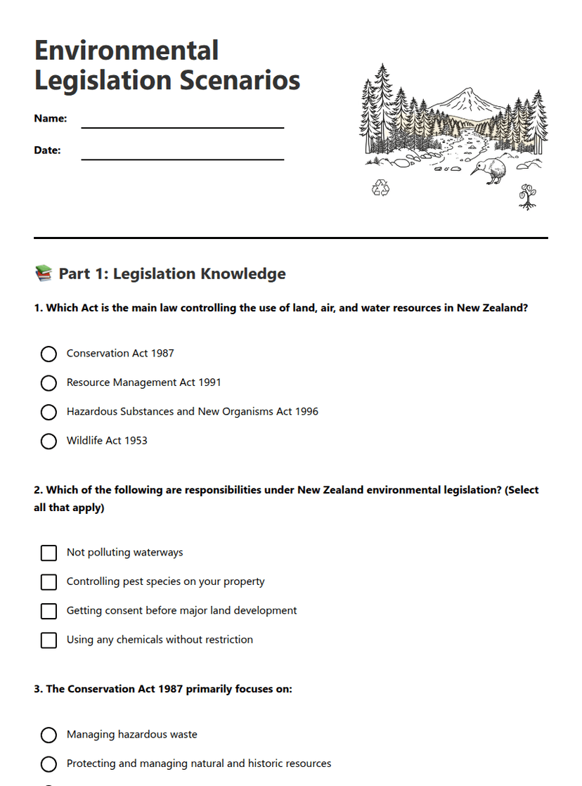 Environmental Legislation Scenarios