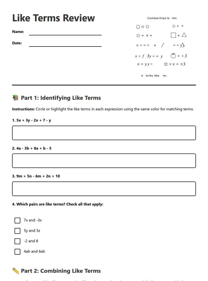 Like Terms Review
