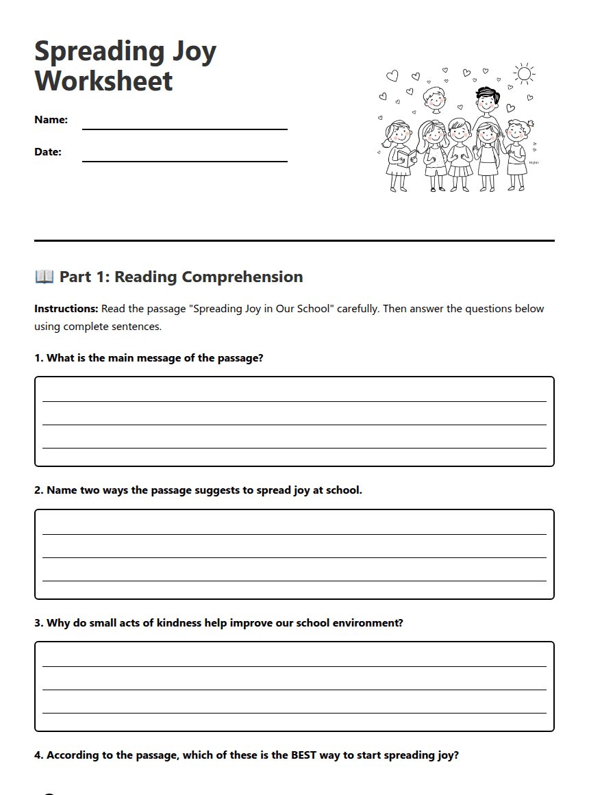 Spreading Joy Worksheet worksheet preview