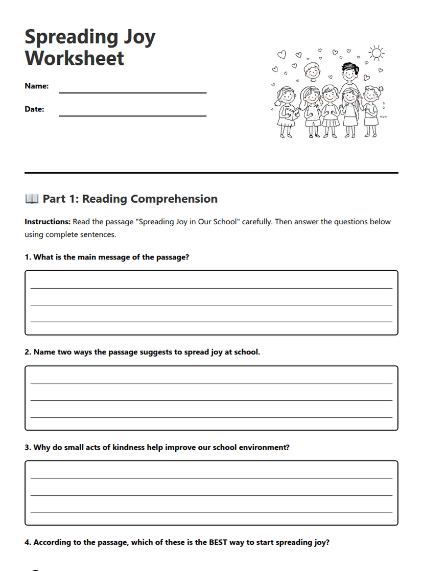 Spreading Joy Worksheet