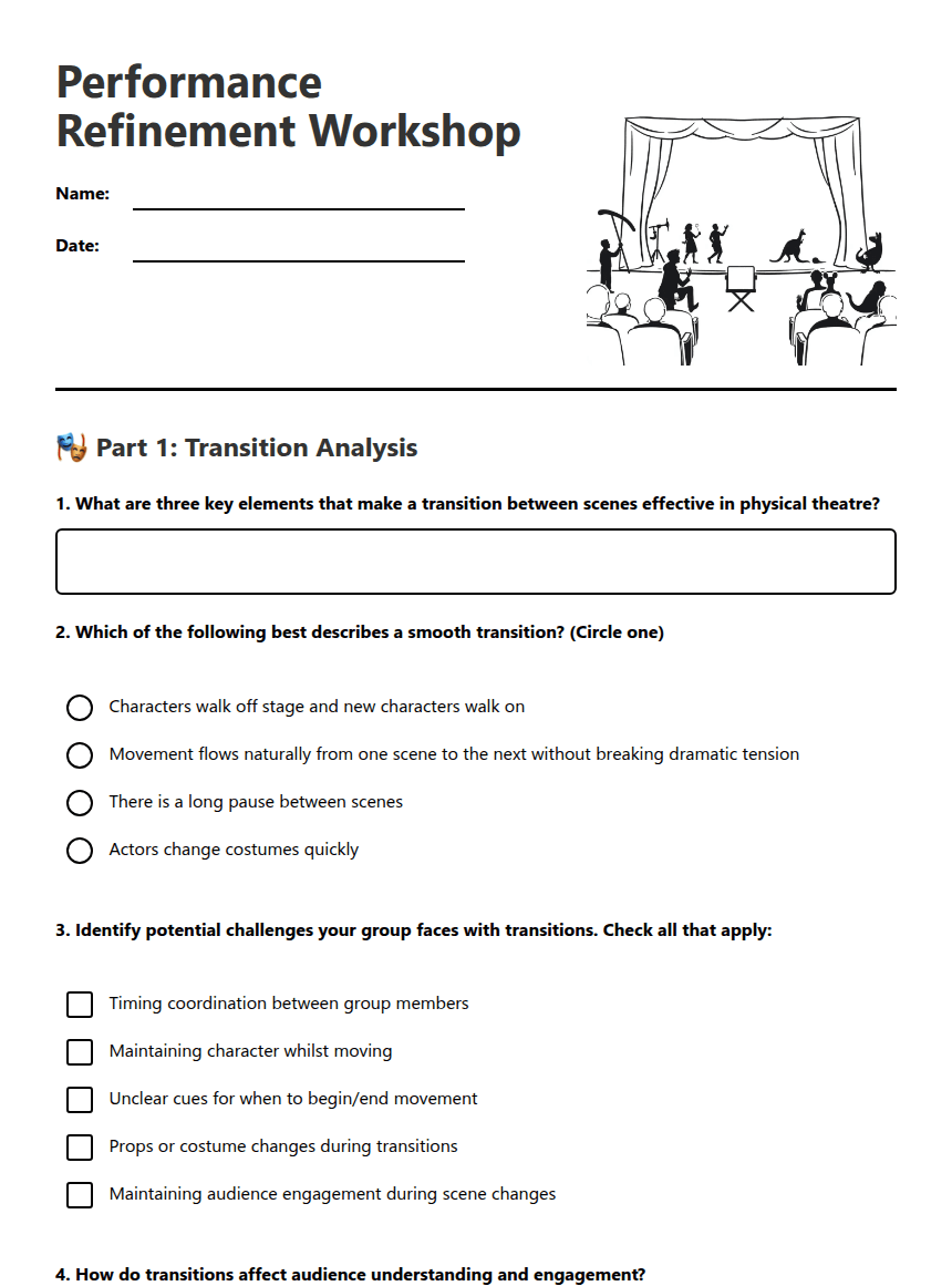 Performance Refinement Workshop worksheet preview