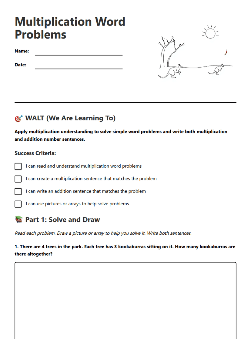 Multiplication Word Problems