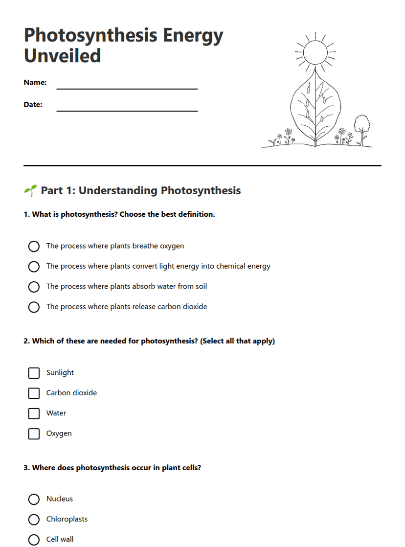 Photosynthesis Energy Unveiled