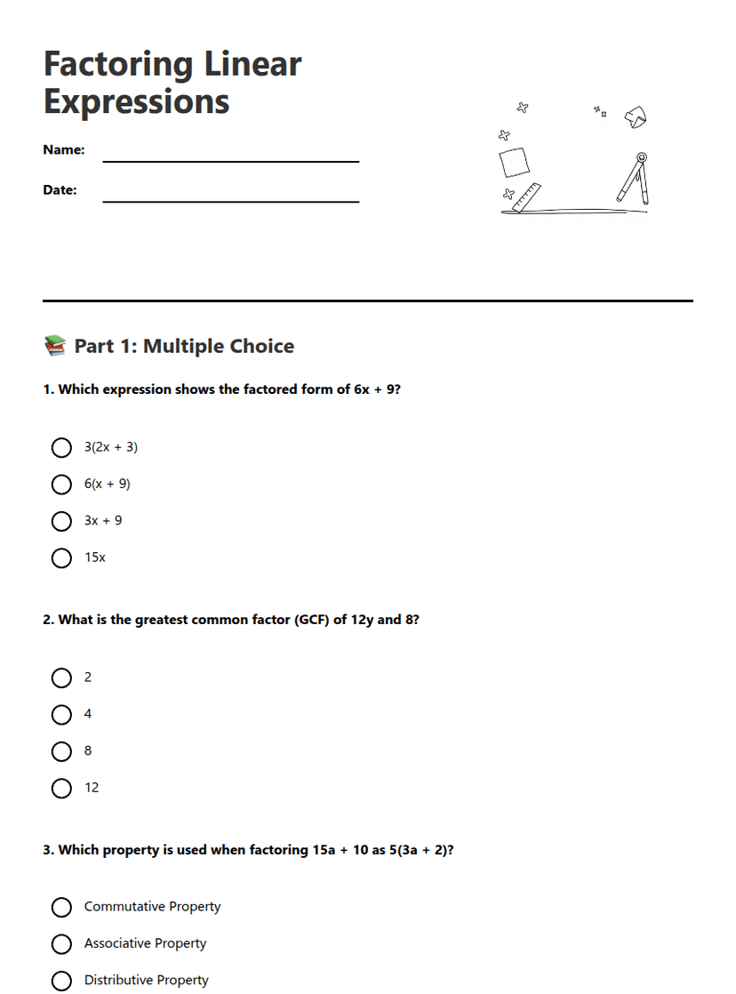 Factoring Linear Expressions