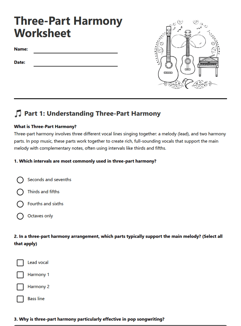 Three-Part Harmony Worksheet