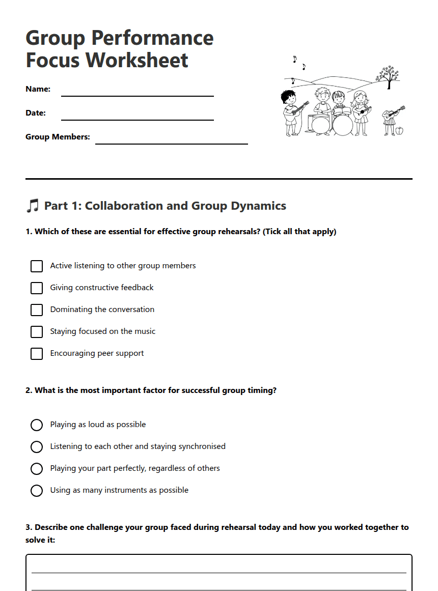 Group Performance Focus Worksheet worksheet preview