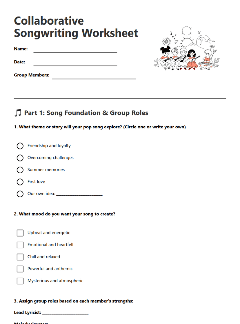 Collaborative Songwriting Worksheet