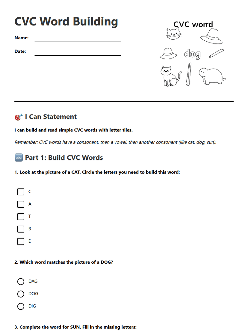 CVC Word Building