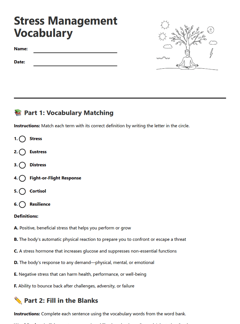 Stress Management Vocabulary