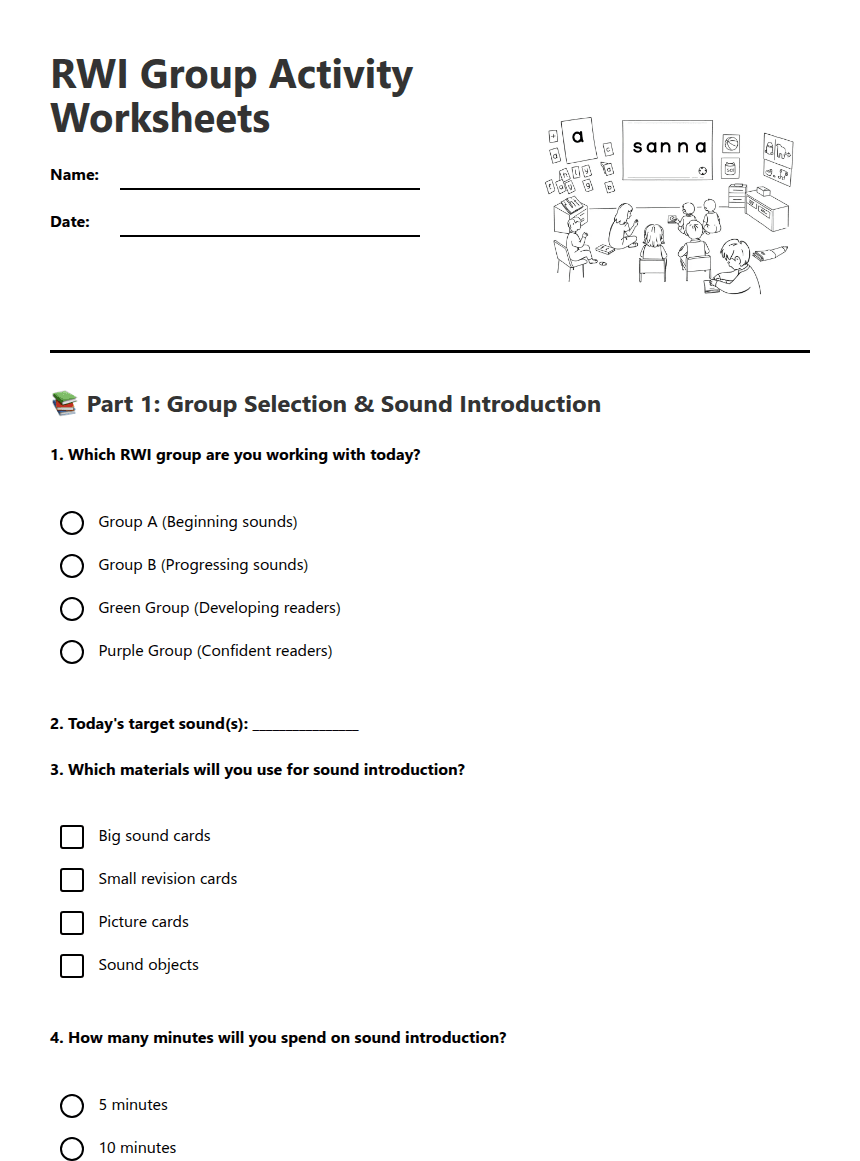 RWI Group Activity Worksheets worksheet preview