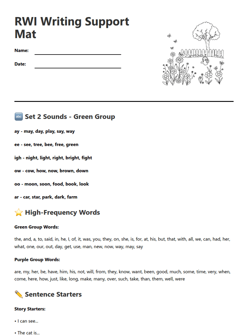 RWI Writing Support Mat