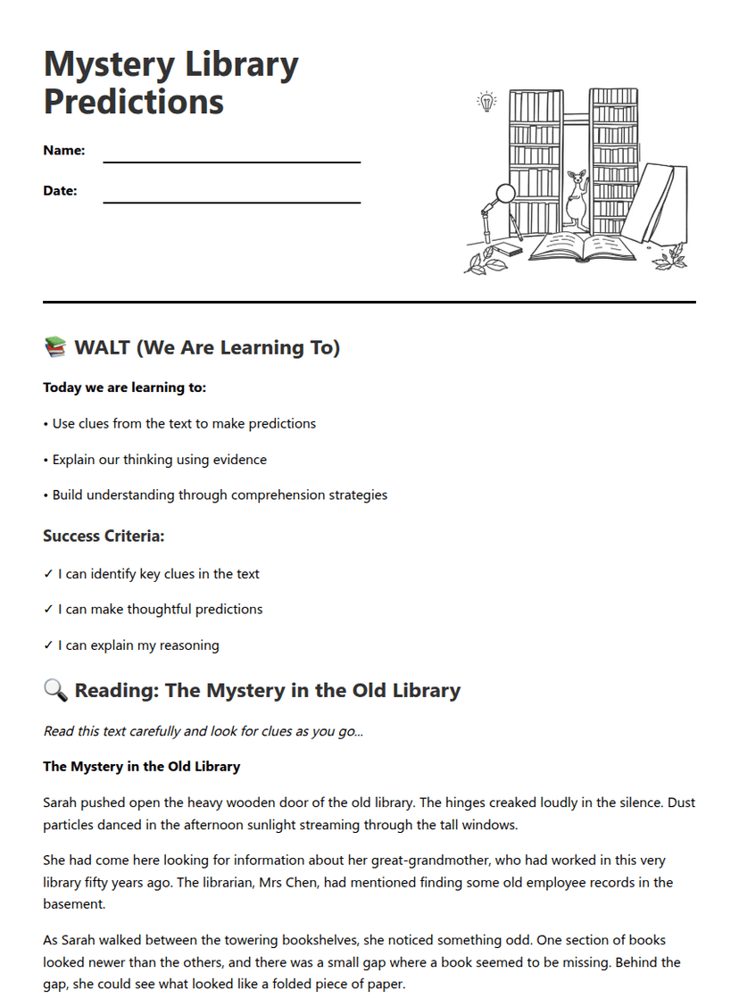 Mystery Library Predictions