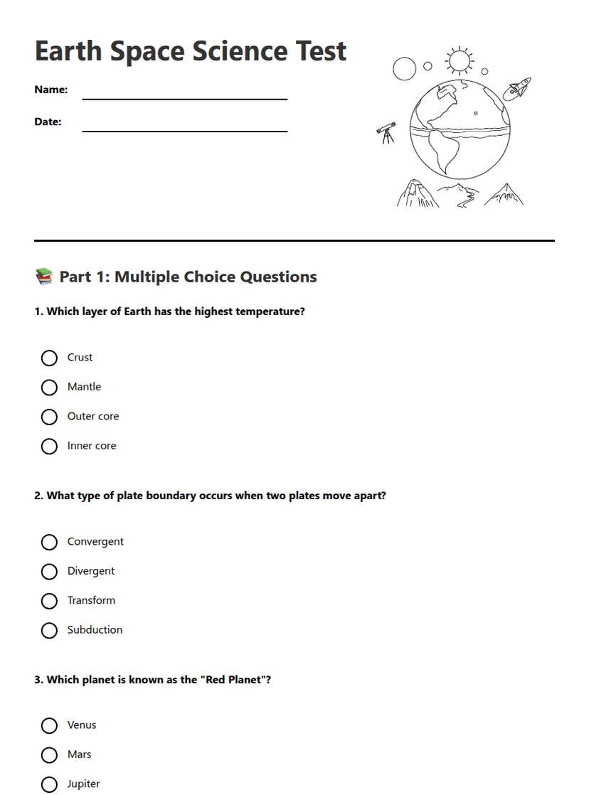 Earth Space Science Test