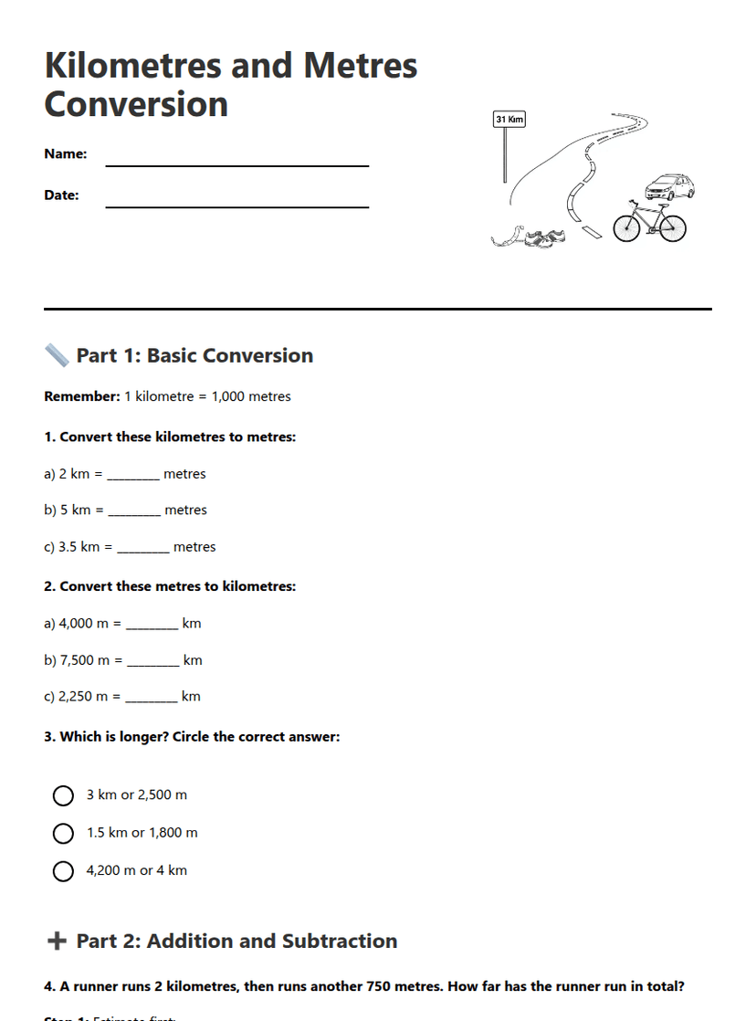 Kilometres and Metres Conversion