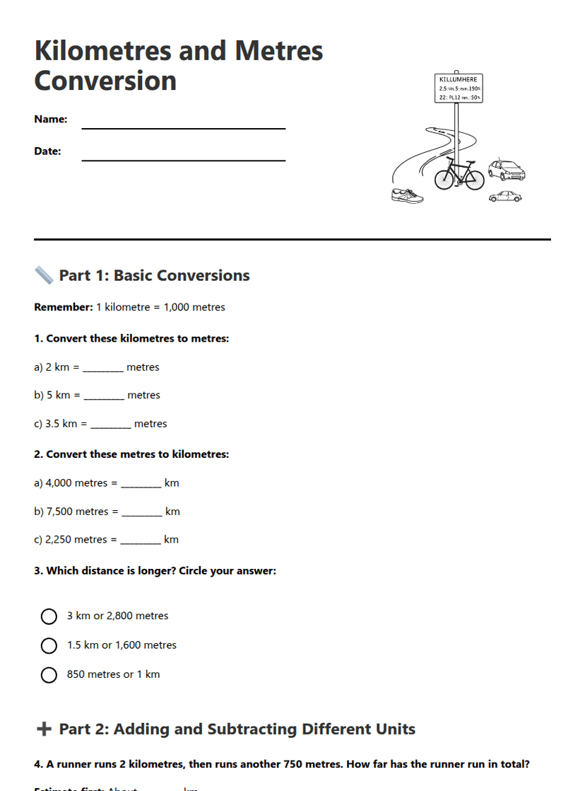 Kilometres and Metres Conversion