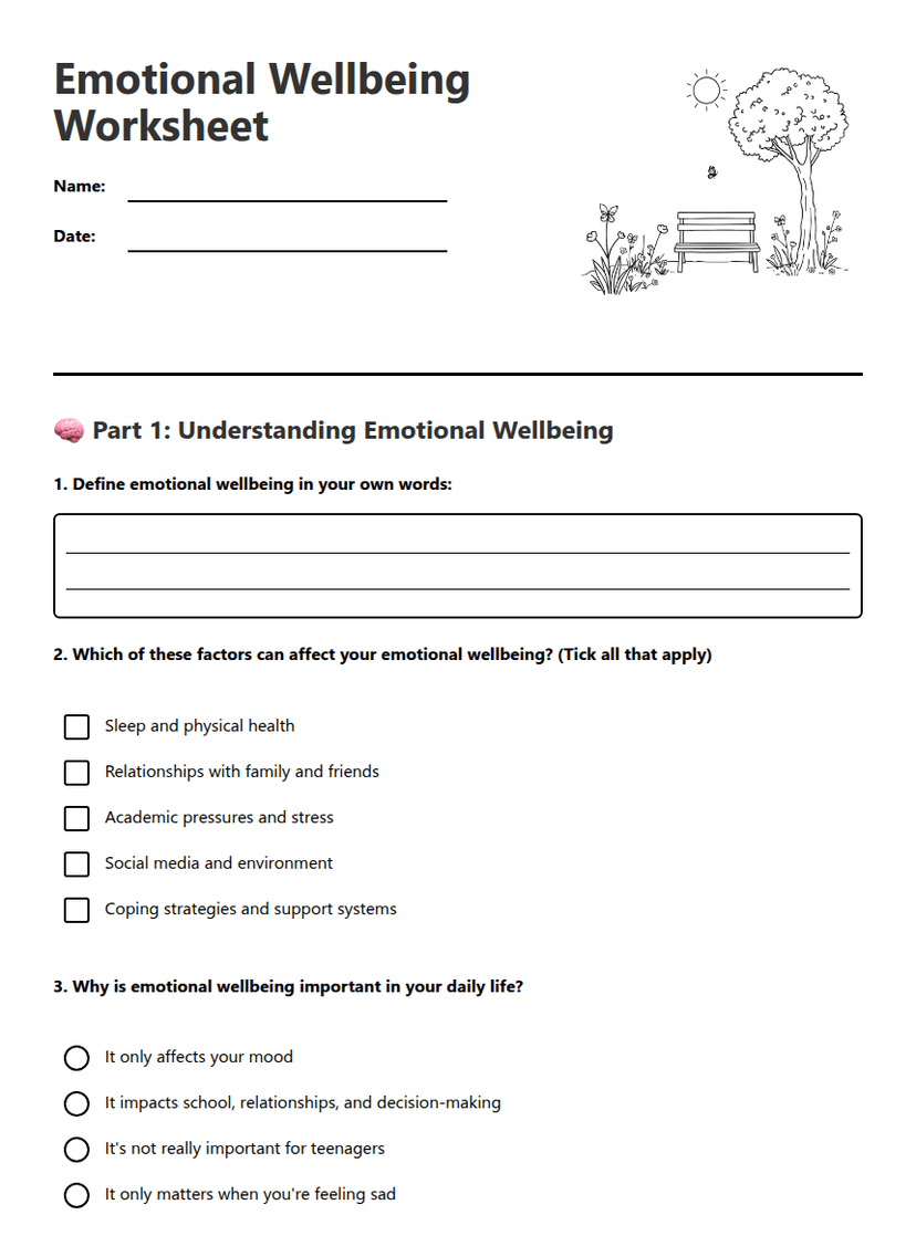 Emotional Wellbeing Worksheet