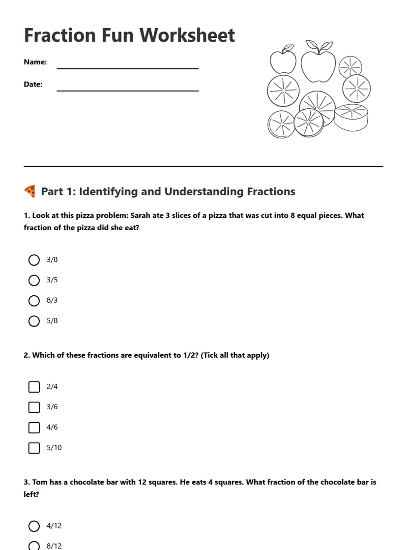 Fraction Fun Worksheet