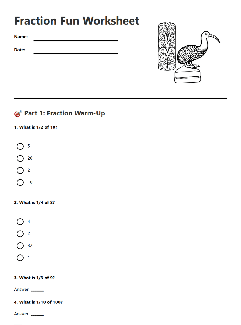 Fraction Fun Worksheet