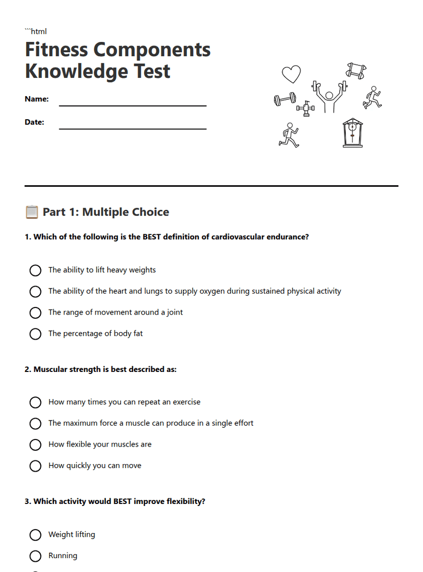 Fitness Components Knowledge Test