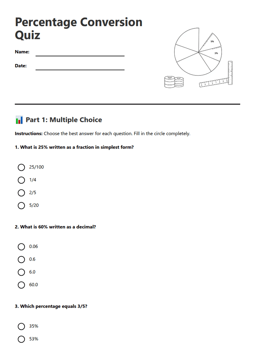 Percentage Conversion Quiz