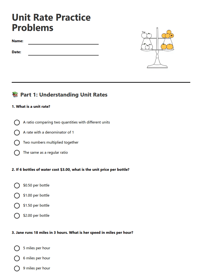Unit Rate Practice Problems