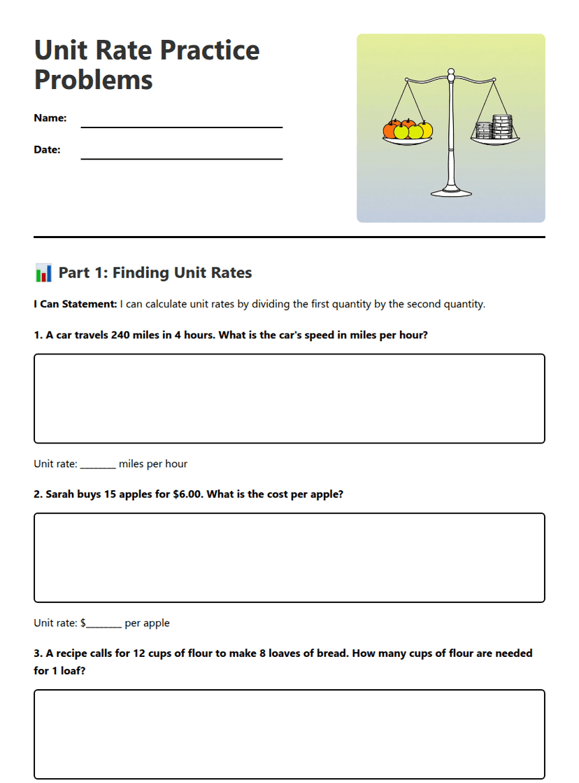 Unit Rate Practice Problems