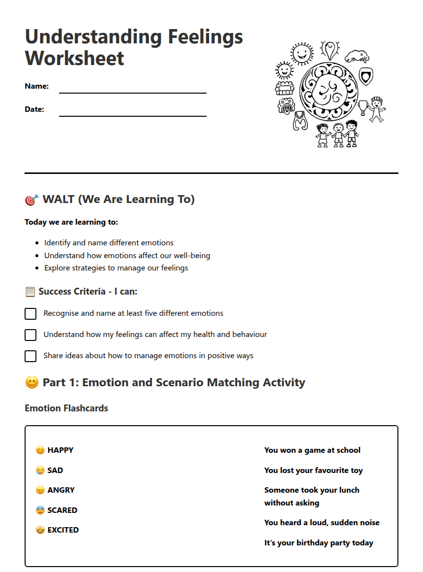 Understanding Feelings Worksheet worksheet preview