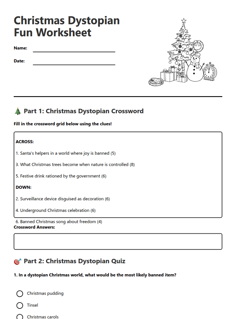 Christmas Dystopian Fun Worksheet