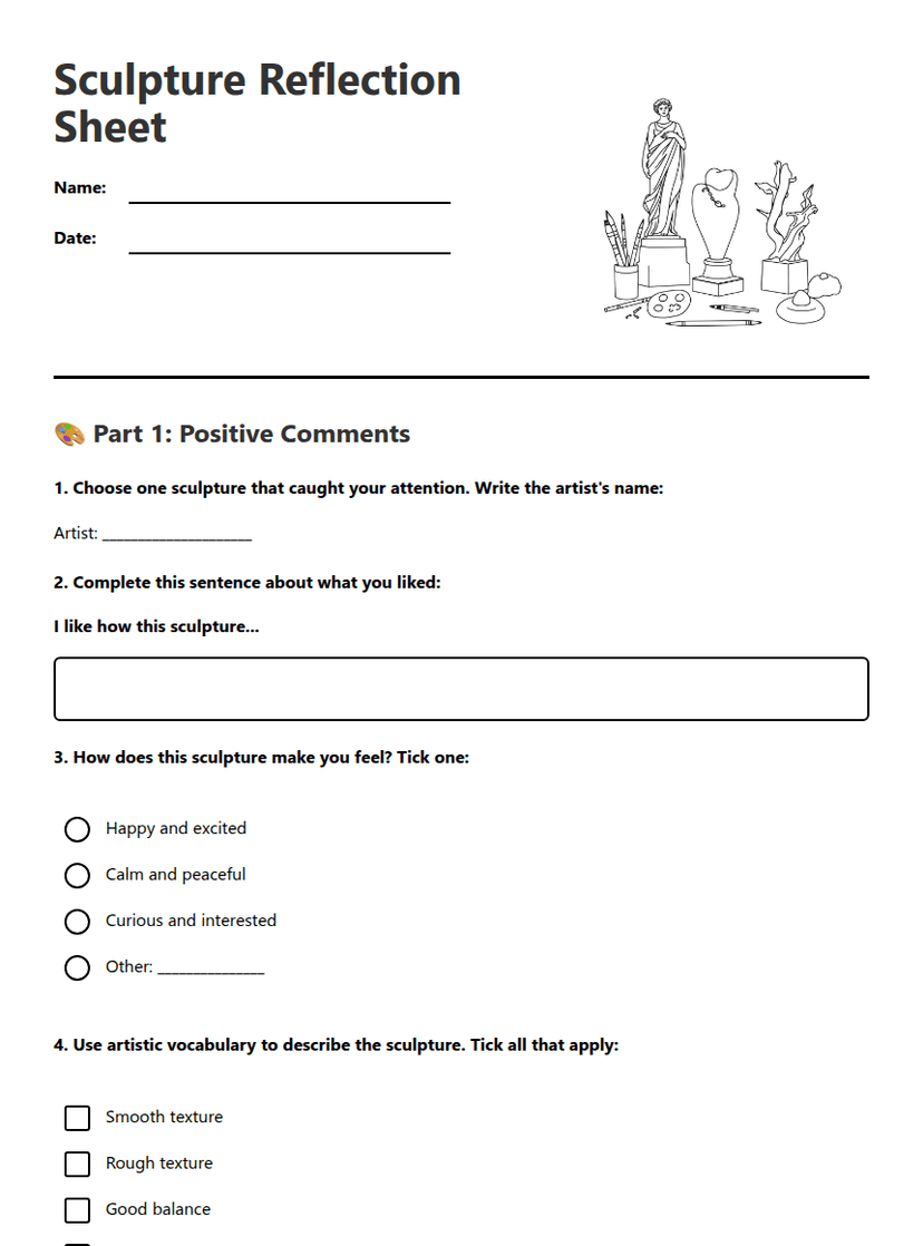 Sculpture Reflection Sheet