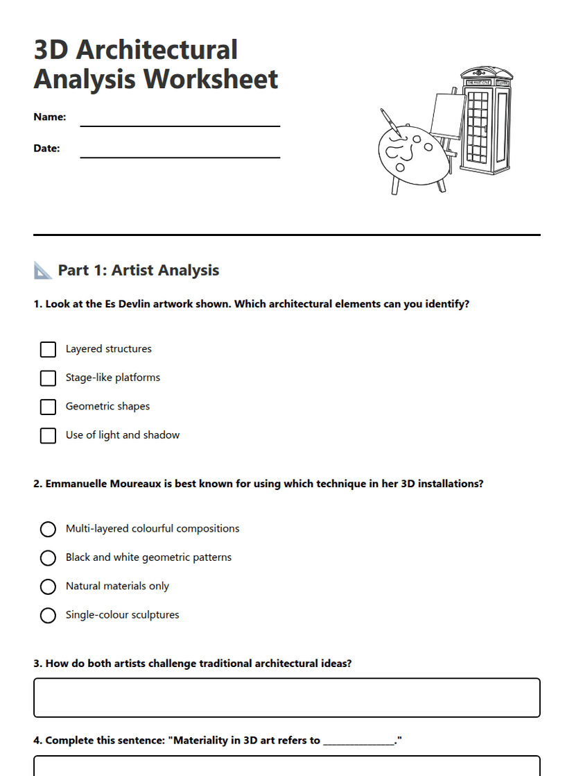 3D Architectural Analysis Worksheet