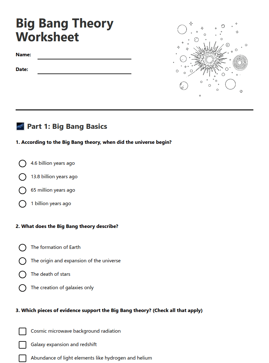 Big Bang Theory Worksheet worksheet preview