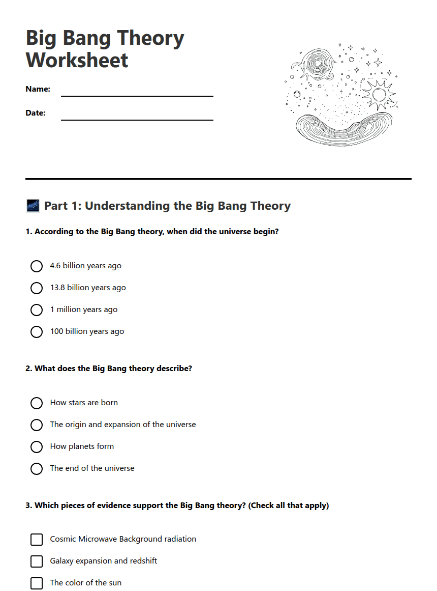 Big Bang Theory Worksheet worksheet preview