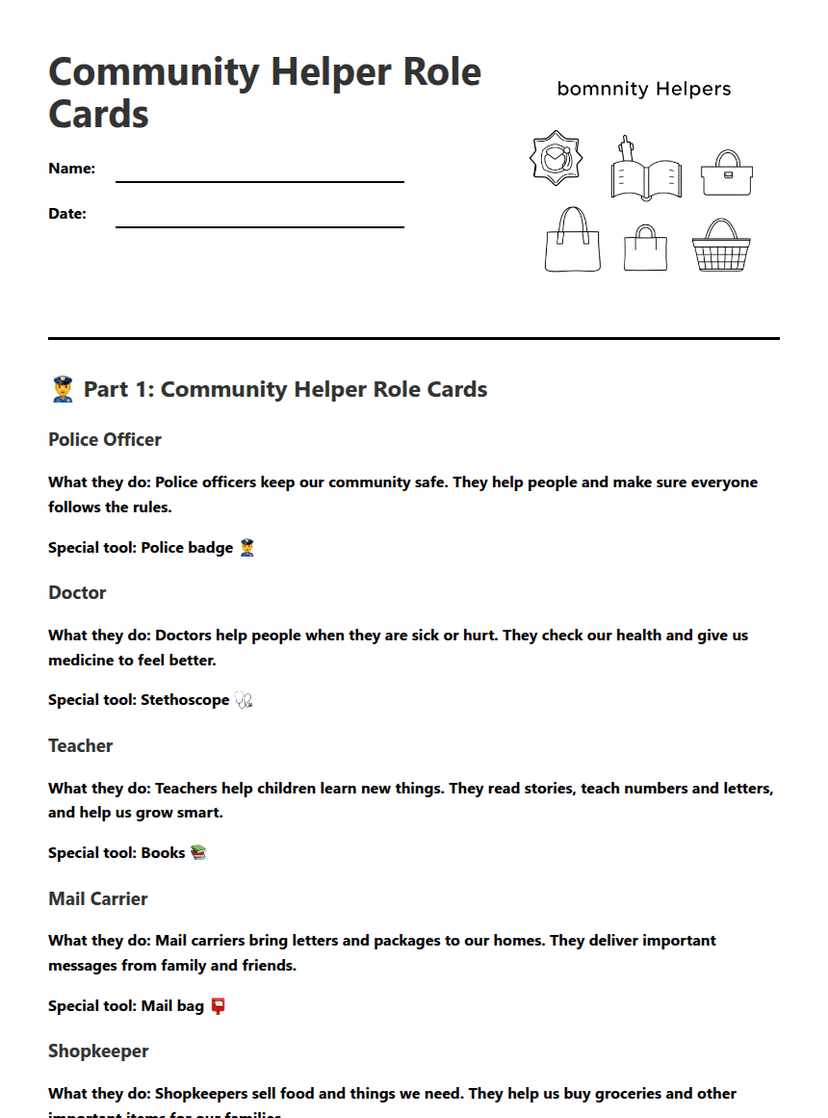 Community Helper Role Cards