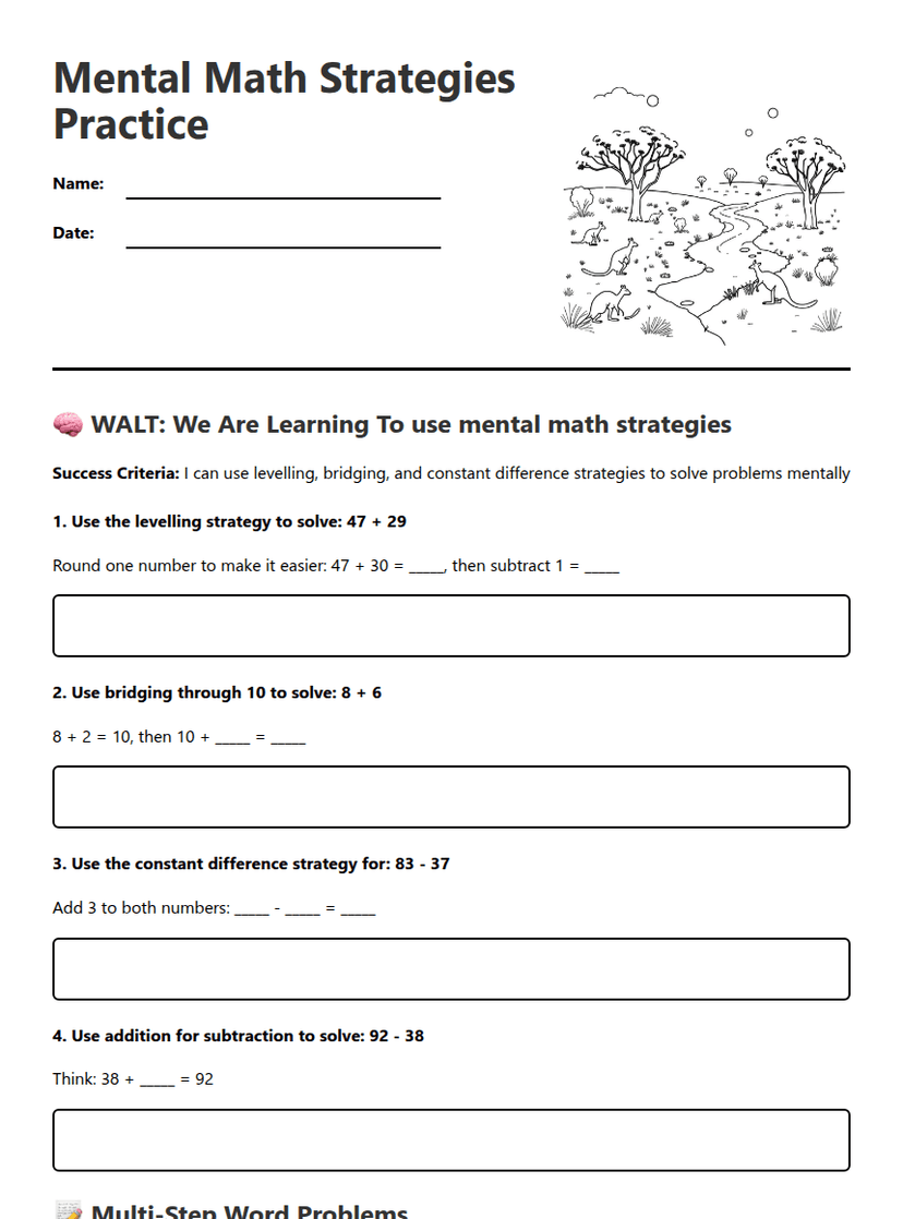 Mental Math Strategies Practice
