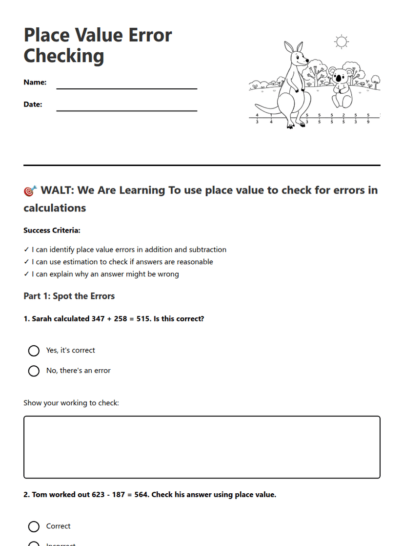 Place Value Error Checking