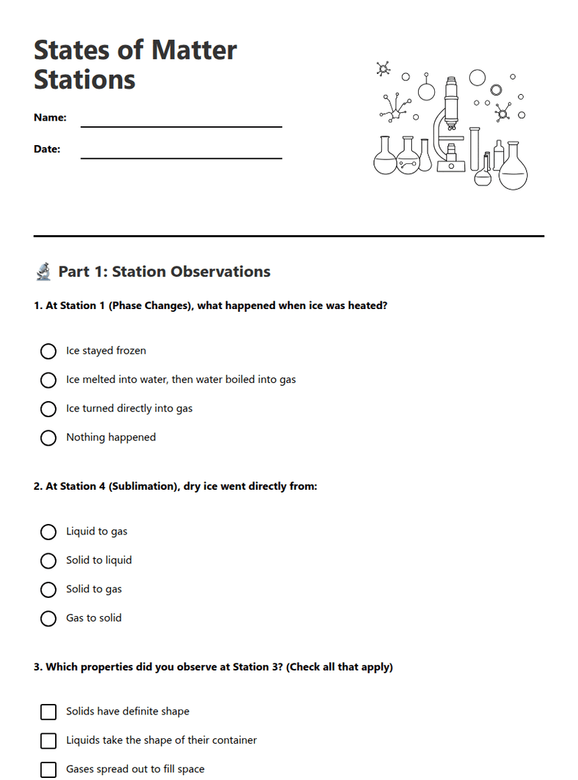 States of Matter Stations