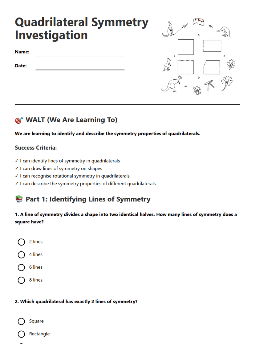 Quadrilateral Symmetry Investigation