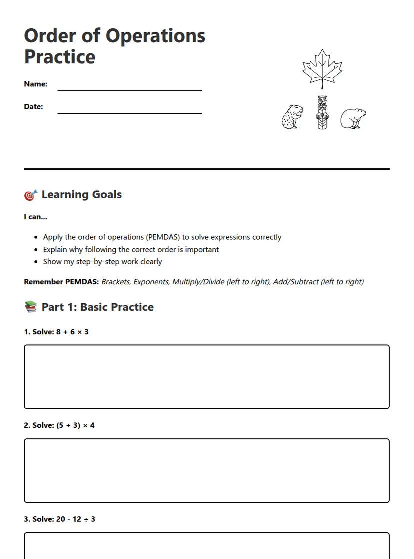 Order of Operations Practice