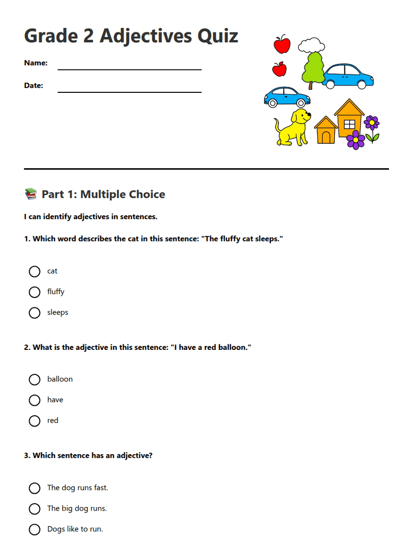 Grade 2 Adjectives Quiz