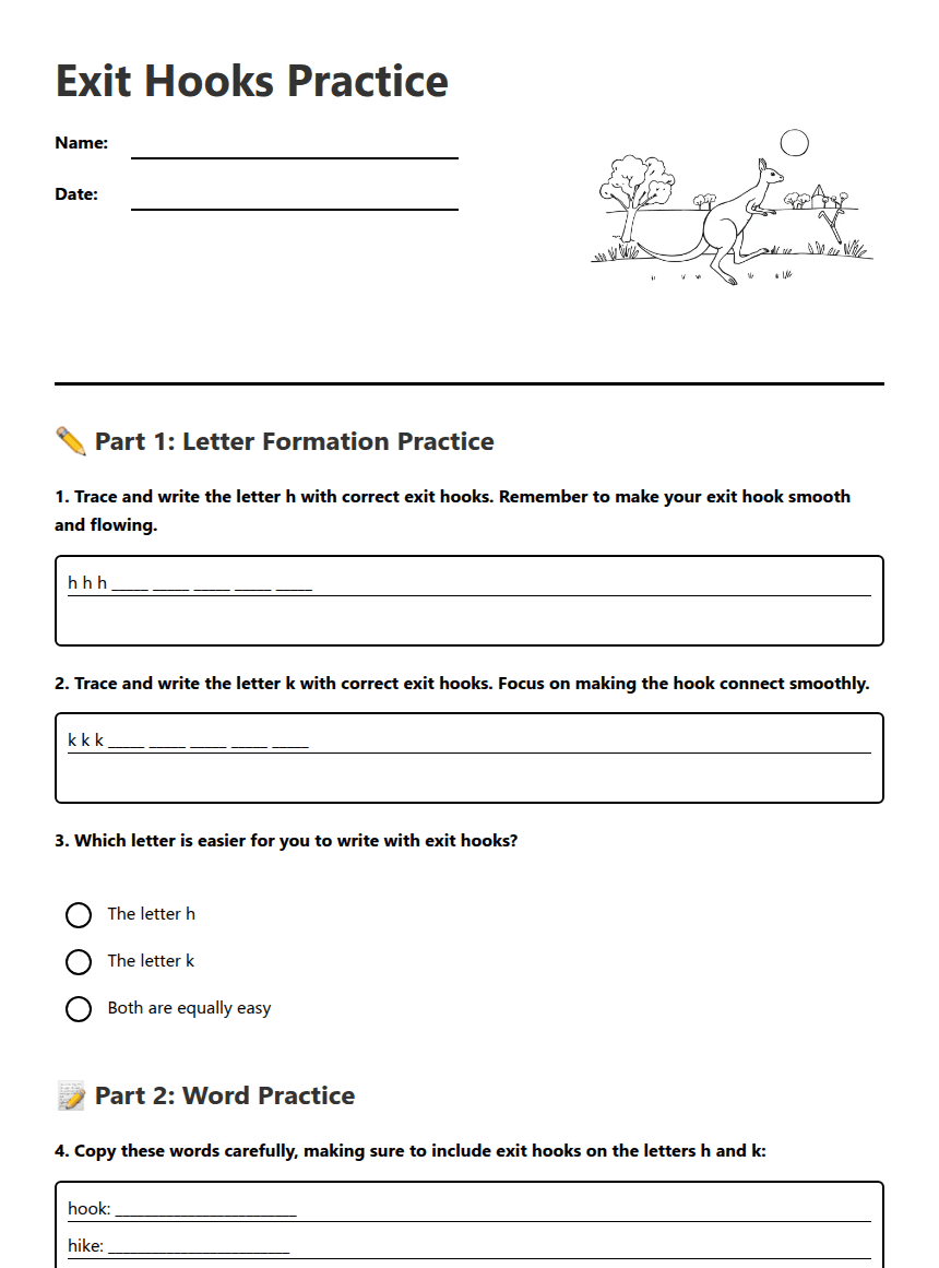 Exit Hooks Practice worksheet preview