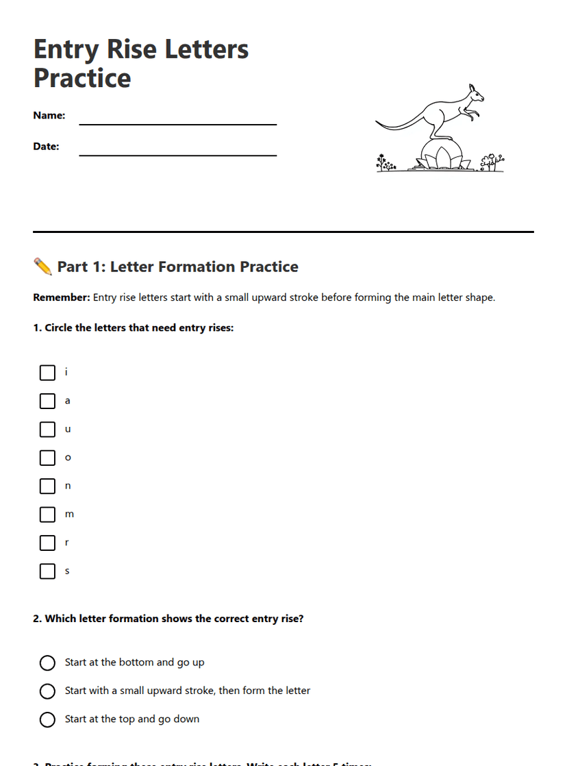 Entry Rise Letters Practice