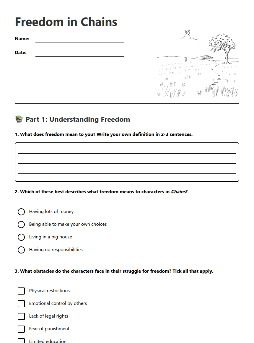 Freedom in Chains worksheet preview
